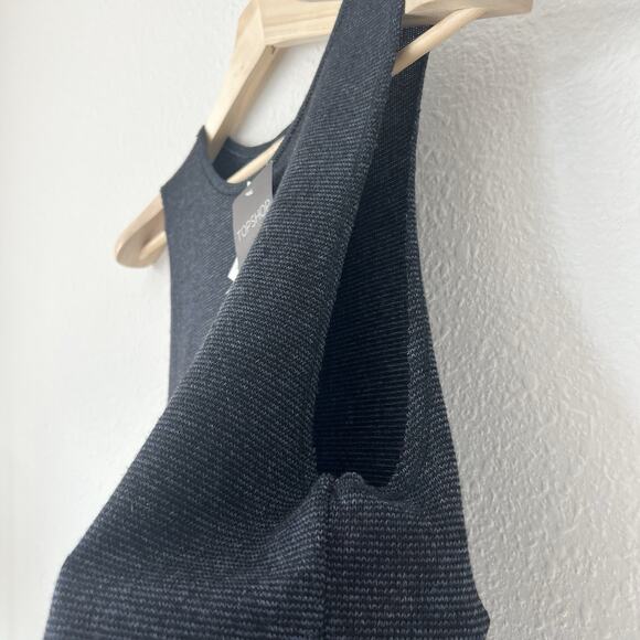 NWT TOPSHOP Women's Black Ribbed Knit Sleeveless Tank Top US Size 8 - Picture 4 of 7